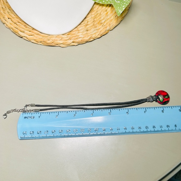 Artisan made Enameled Wooden Pendant Choker Necklace - Picture 9 of 9